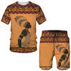 Men Fashion Plus Size Round Neck Short Sleeve Printed T-Shirt And Shorts Two-Piece Set