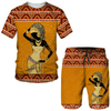 Men Fashion Plus Size Round Neck Short Sleeve Printed T-Shirt And Shorts Two-Piece Set