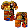 Men Fashion Plus Size Round Neck Short Sleeve Printed T-Shirt And Shorts Two-Piece Set