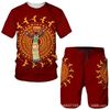 Men Fashion Plus Size Round Neck Short Sleeve Printed T-Shirt And Shorts Two-Piece Set