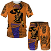 Men Fashion Plus Size Round Neck Short Sleeve Printed T-Shirt And Shorts Two-Piece Set