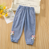 Children Kids Baby Fashion Girls Casual Basic Bow Thin Denim Flared Pants