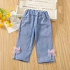 Children Kids Baby Fashion Girls Casual Basic Bow Thin Denim Pants