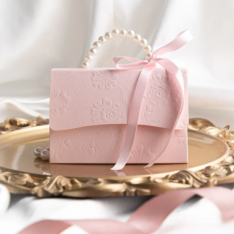 (Buy 1 Get 2) Creative Floral Embossed Square Wedding Gift Candy Box