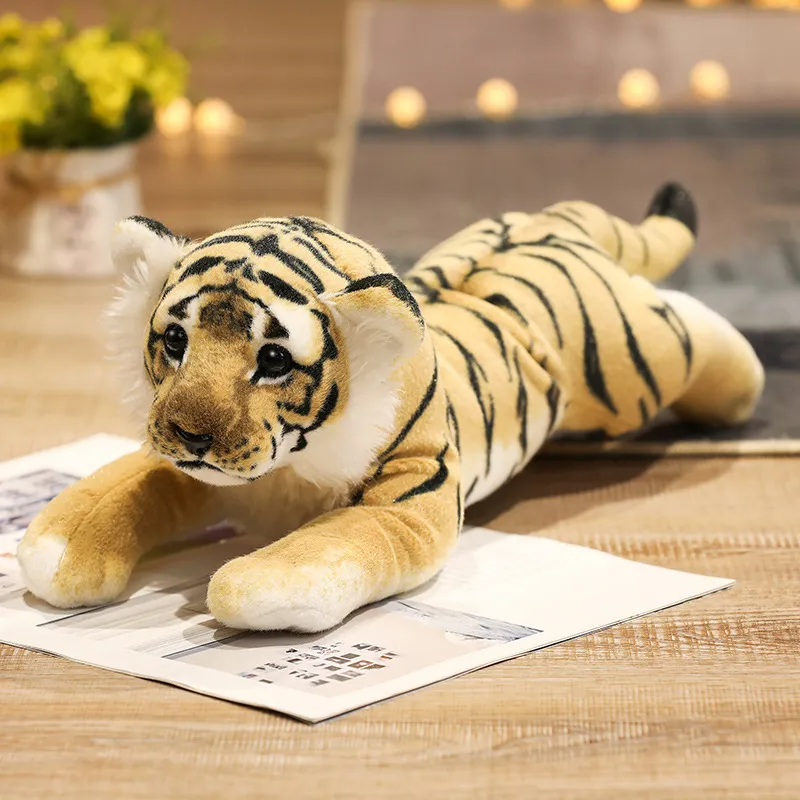 Kids Cute Creative Cartoon Realistic Simulation Animal Tiger Lion Leopard Plush Toy Doll