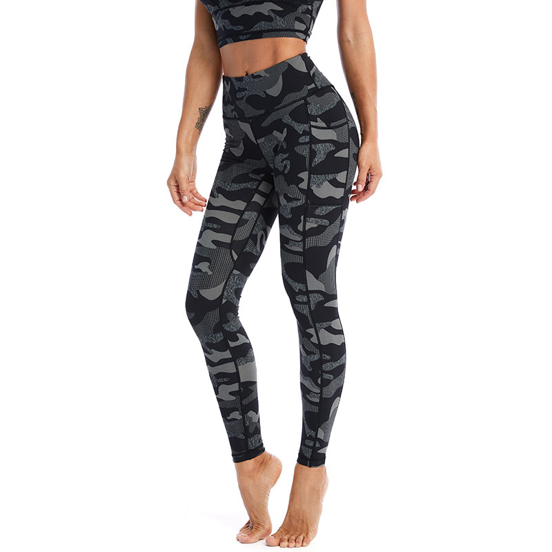 Women Casual High Waist Leopard Printed Quick Drying Pocket Yoga Leggings