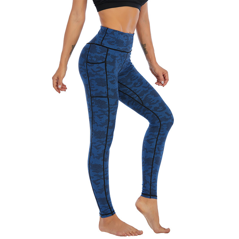 Women Casual High Waist Leopard Printed Quick Drying Pocket Yoga Leggings