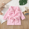 Kids Simple Solid Color Long Sleeve Lapel Plush Night-Robe