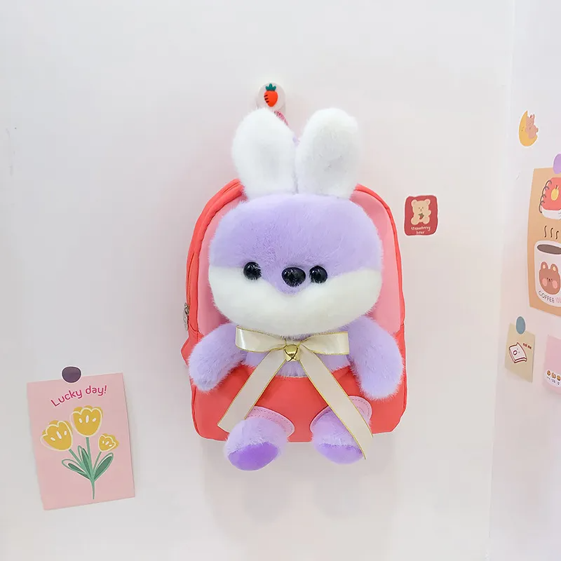 Children Kids Baby Fashion Boys Girls Cartoon Rabbit Doll Plushtoy Backpack School Bag