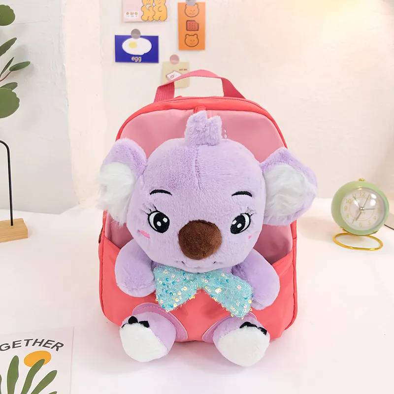 Children Kids Baby Fashion Boys Girls Cartoon Koala Doll Plushtoy Backpack School Bag