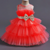 Kids Baby Girls Summer Fashion Party Cute Sweet Solid Color Bow Pleated Sleeveless Mesh Party Tutu Dress