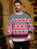 Fashion Winter Couple Men Women Christmas Round Neck Elk Jacquard Long Sleeve Knitted Sweater