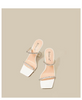 Women Fashion Sexy Rhinestone Chain Square Toe Heel Slippers