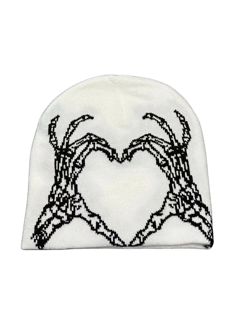 Fashion Heart-Shaped Knitted Dark Jacquard Wool Hat For Lovers