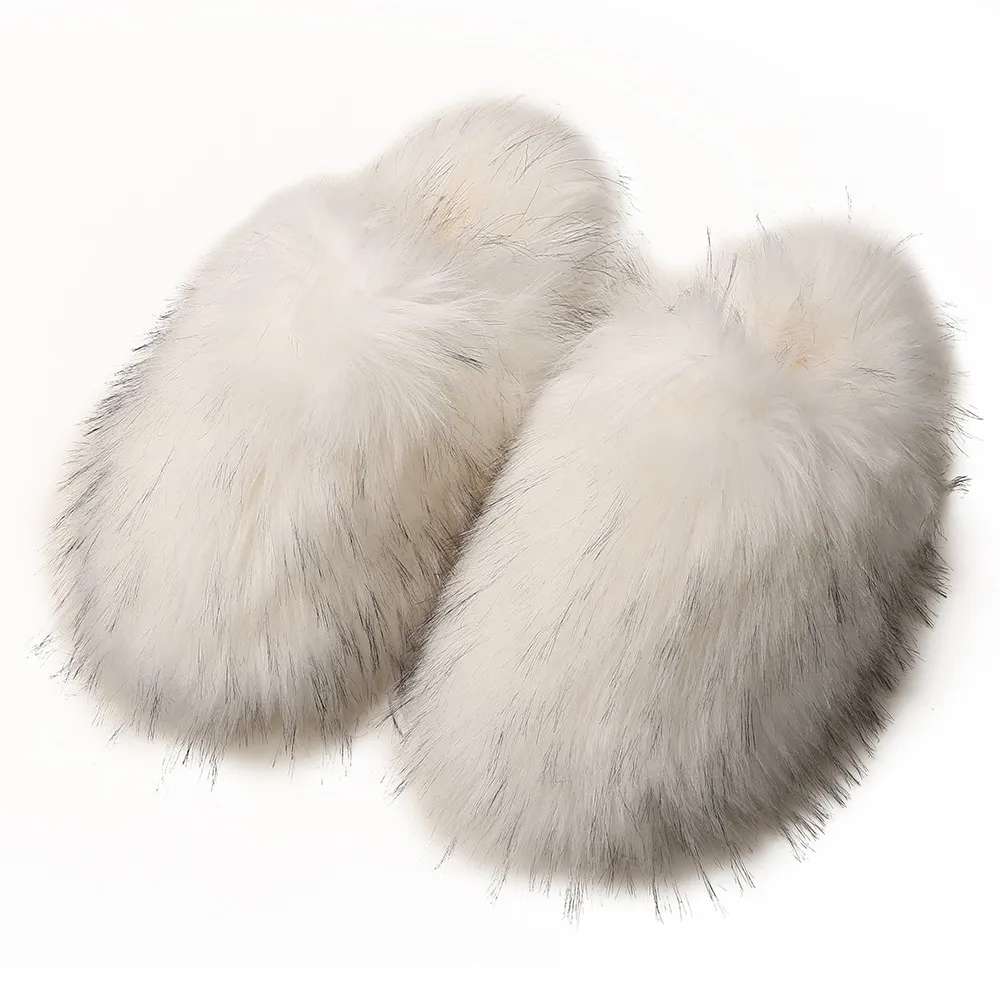 Winter Women Plus Size Fashionable Thickened Warm Plush Non-Slip Flat Slippers