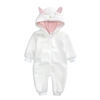 Kids Baby Boys Girls Autumn Winter Casual Cute Solid Color Polar Fleece Long Sleeve Hooded Bodysuit