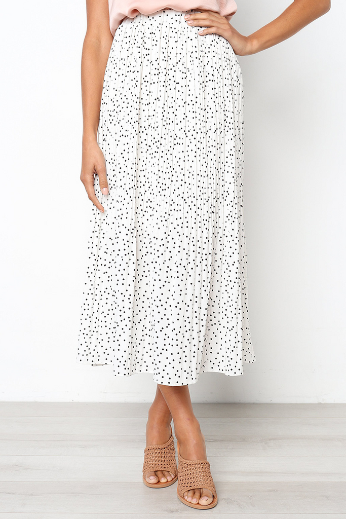 Women'S Fashion Polka Dot Print Pleated Skirt