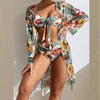 Women'S Fashion Sexy Floral Printing Swimsuit Three-Piece Set