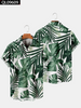 Men Plus Size Casual Short Sleeve Lapel Single-Breasted Graphic Printed Loose Shirt