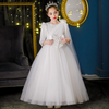 Kids Toddler Big Girls Cute Party Sleeveless Long Sleeve Bow Round Neck Mesh Tutu Princess Dress