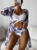 Women'S Sexy Mesh Printed Swimsuit Three-Piece Set