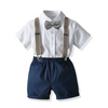 Kids Toddler Big Boys Summer Fashion Casual British Style Bow Shirt Suspender Trousers Party Clothing Set