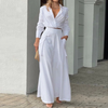 Women'S Fashion Solid Color Shirt + Wide-Leg Pants Two-Piece Set