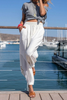 Women'S Fashion Casual Solid Color Cotton Linen Elastic Waist Harem Pants