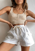 Women Fashion Casual Basic Solid Color Drawstring Waist Lace-Up Shorts