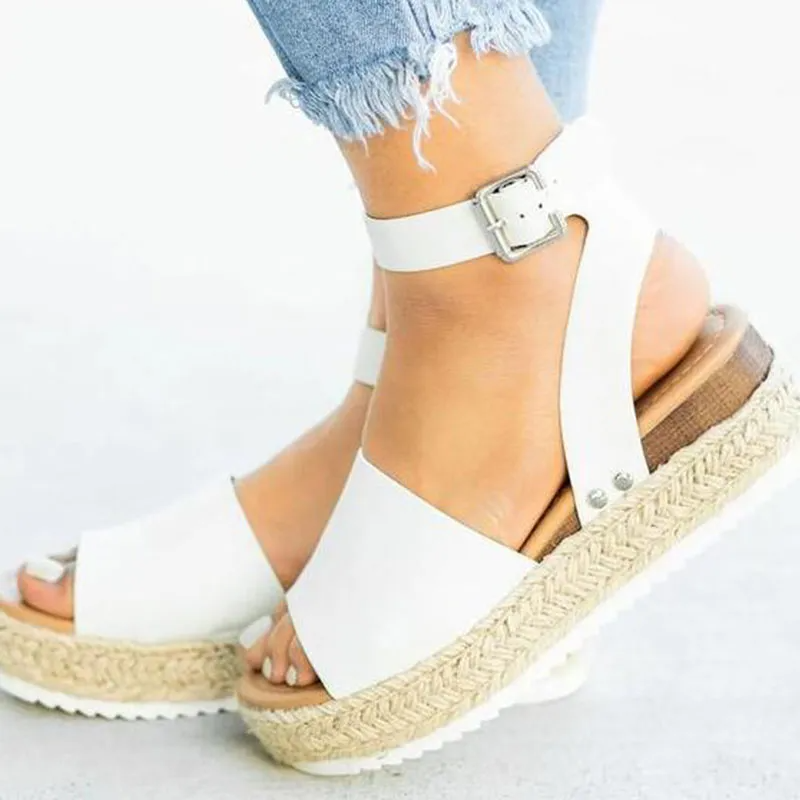 Women Summer New Woven Outsole Peep-Toe Flats Shoes