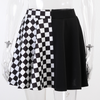 Women'S Fashion Punk Gothic Color Blocking Plaid Pattern High-Waist Skirt