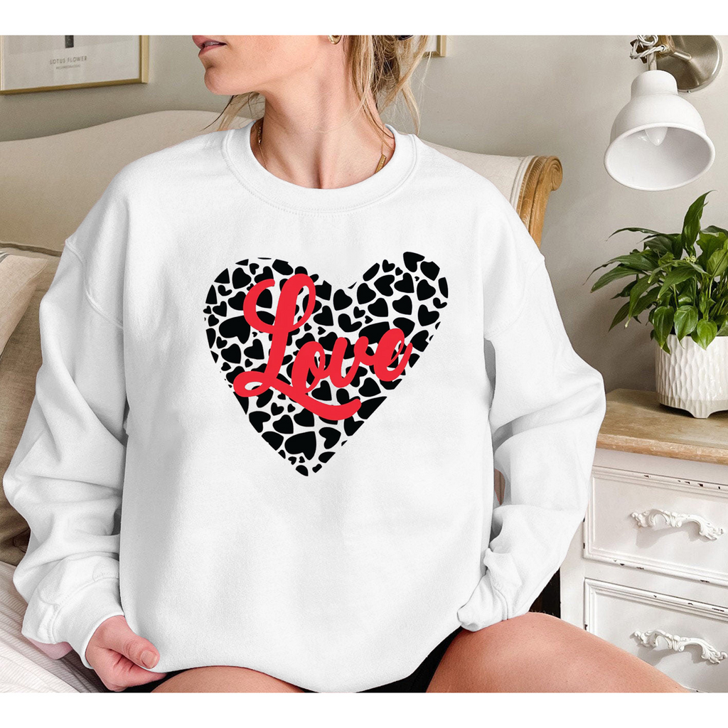 Valentine'S Day Fashion Women'S Casual Long Sleeve Round Neck Love Print Sweatshirt