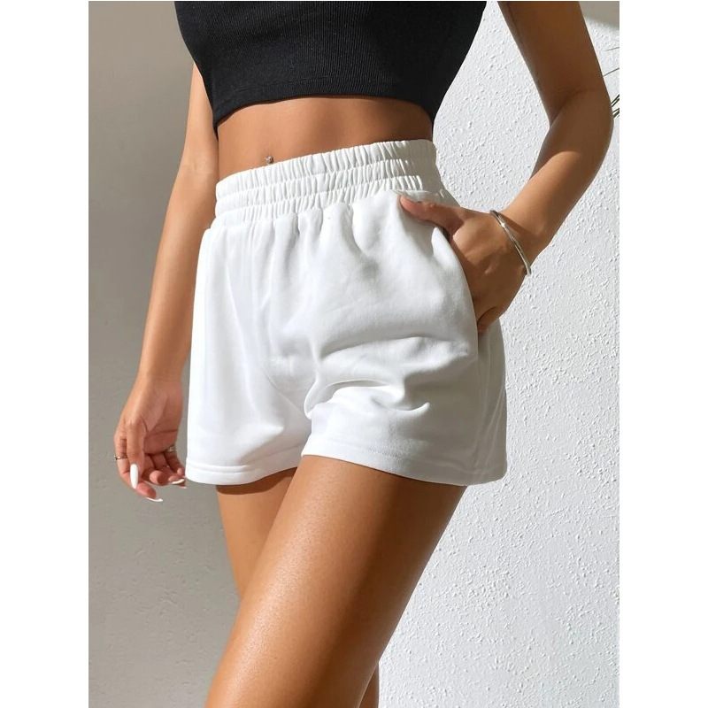 Women'S Fashion Casual Athleisure Solid Color Elastic Waist Loose Shorts