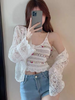 2 Pieces Women Summer Fashion Crochet Cropped Hollow Suspenders Top