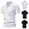 Men Business Casual Letter Print Short Sleeve Lapel Polo Shirt