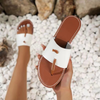 Women Fashion Simple Plus Size Round Toe Flat PU Slippers