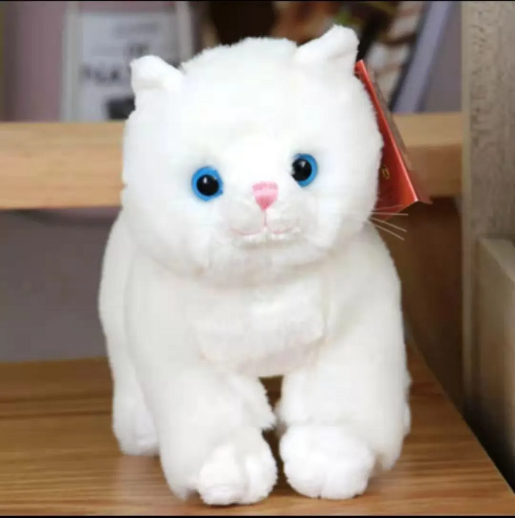 Kids Pure Color Cute Simulation Cat Plush Short Hair Doll