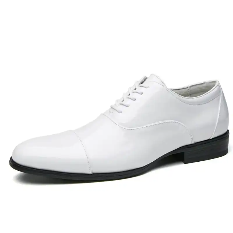 Men Fashion Pointed Toe Lace-Up Micro Leather Shoes