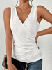 Summer Women Casual Solid Color Slim-Fit V-Neck Sleeveless Surpliced Tank Top