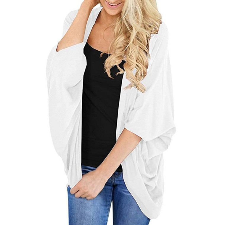 Women Casual Solid Color Half Sleeve Cardigan