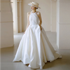 Light Wedding Temperament Backless Sleeveless Hepburn Style Satin Wedding Evening Dress