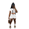 Women'S Fashion Summer Street Style Short-Sleeved Zipper Top Shorts Two-Piece Set