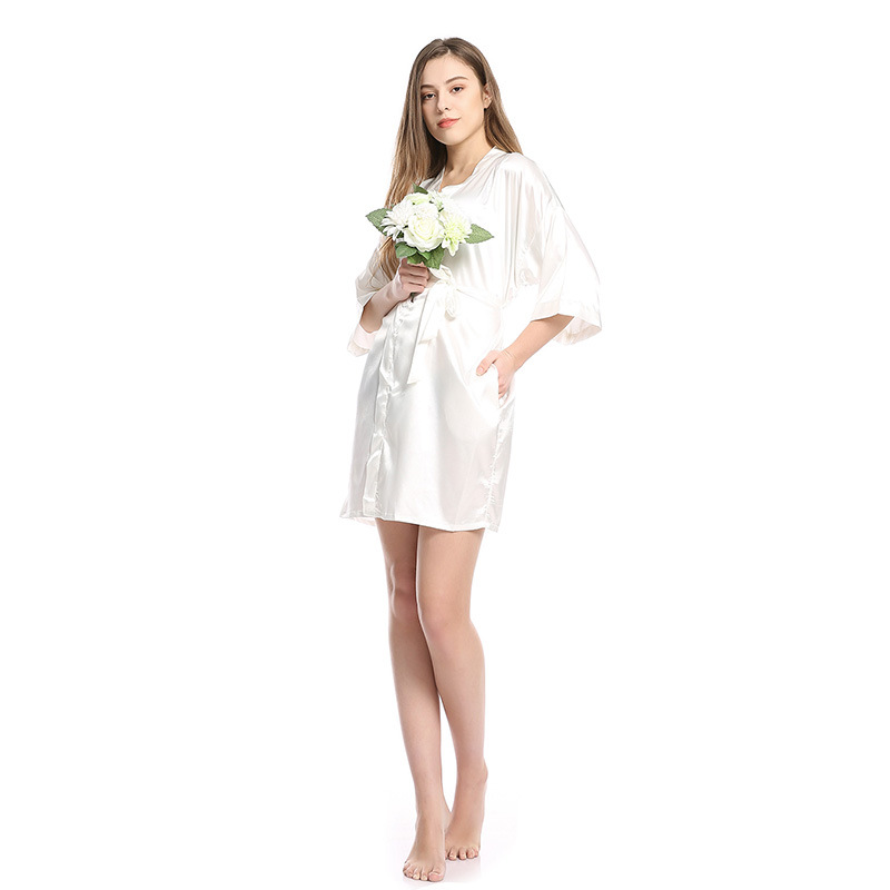 Women Solid Color Mid-Length Homewear Sleep-Robe