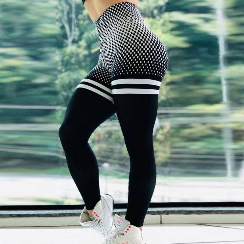 Fashion Stripe Print Contrast Color Slim Fit Sports Pants