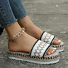 Women Fashion Plus Size Ethnic Style Rope Woven Thick-Soled Comfortable Slippers