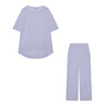 Women Fashion Plus Size Casual Solid Color Cotton Linen T-Shirt And Wide Leg Pants Two Pieces Sets