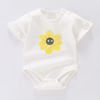 (Buy 1 Get 1)  Kids Baby Girls Summer Casual Cute Sunflower Round Neck Short Sleeve Romper