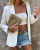 Women Elegant Basic Solid Color Long Sleeves Fashion Casual Cropped Blazer