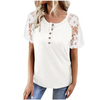 Women'S Fashion Hollow Lace Stitching Short-Sleeved T-Shirt