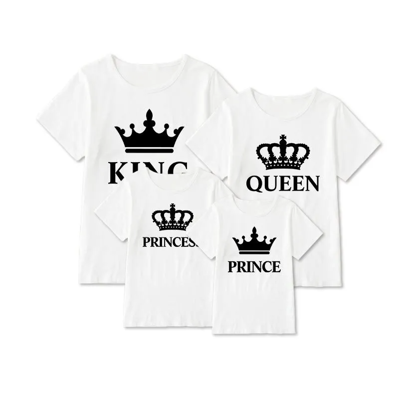 Fashion Loose Crown Letter Print Round Neck Short Sleeve Parent-Child T-Shirt